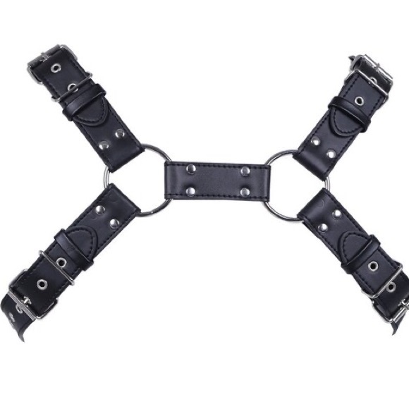 Mens Leather H Bulldog Chest Harness, 4 Straps Harness BDSM For Men - Picture 3 of 6